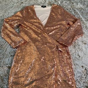 Sequin Rose Gold Long Sleeve Dress
